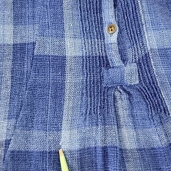 Anthropologie Isabella Sinclair Blue Plaid Linen Blend Sleeveless Shirt Dress M - Picture 9 of 14